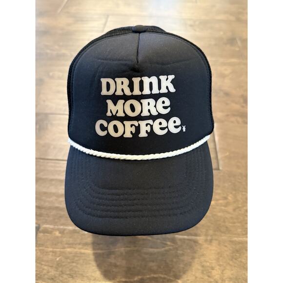 Dutch Bros Mens Black Drink More Coffee Adjustable Snapback Trucker Hat Mesh Cap - Picture 2 of 6